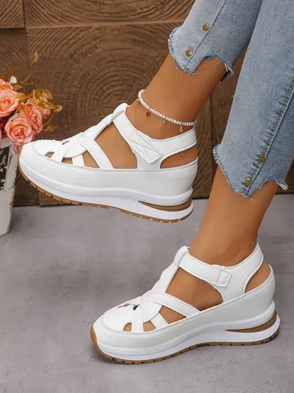 Women’s Cutout Hook-and-Loop Wedge Sneakers