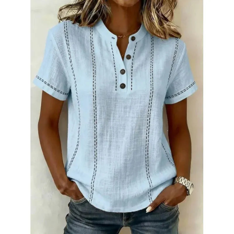 Women’s Short Sleeve Button Henley Top
