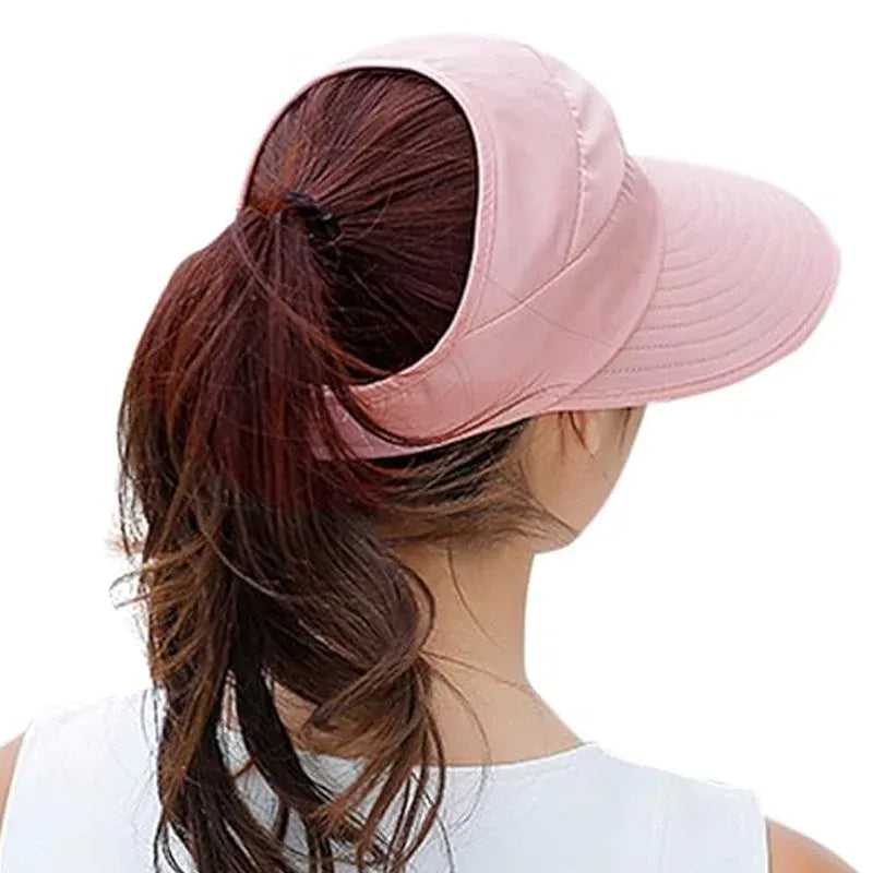 Women’s Foldable Wide Brim Ponytail Sun Hat