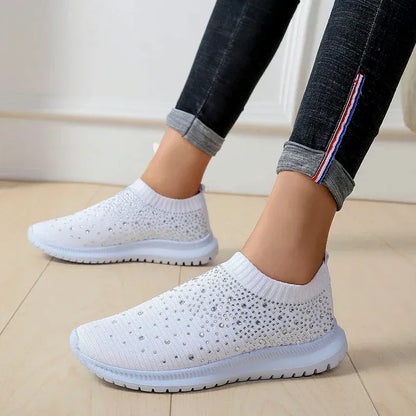 Women’s Rhinestone Knit Slip-On Sneakers