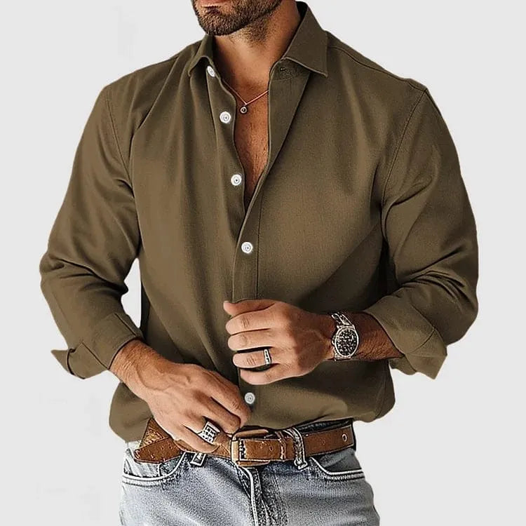 Men’s Relaxed Long Sleeve Button-Up Shirt