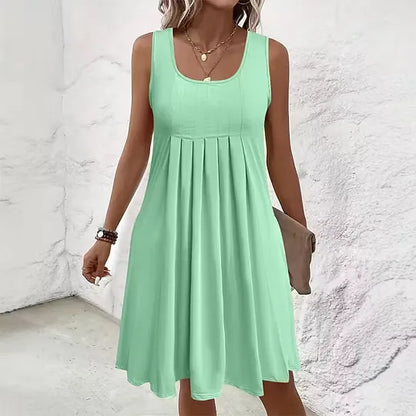 Women's Sleeveless Pleated Swing Dress