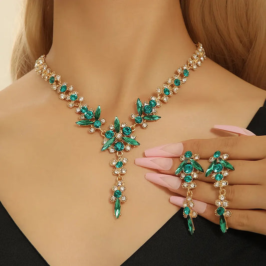 Crystal Statement Necklace and Earrings Set