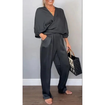 Women’s Wrap-Front Wide-Leg Jumpsuit