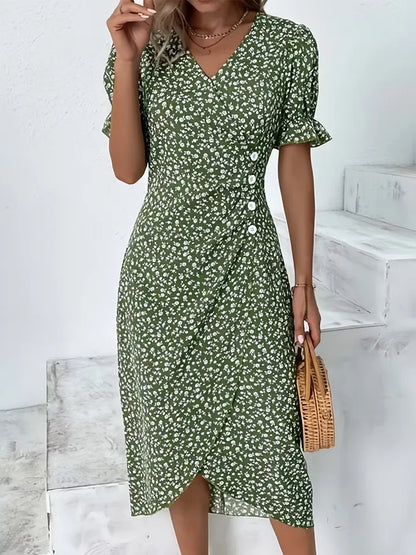 Women's Floral V-Neck Wrap Dress