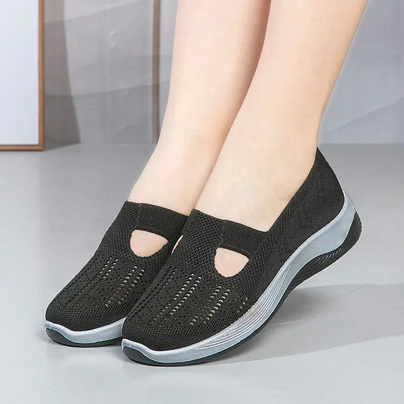 Women’s Breathable Knit Slip-On Walking Shoes