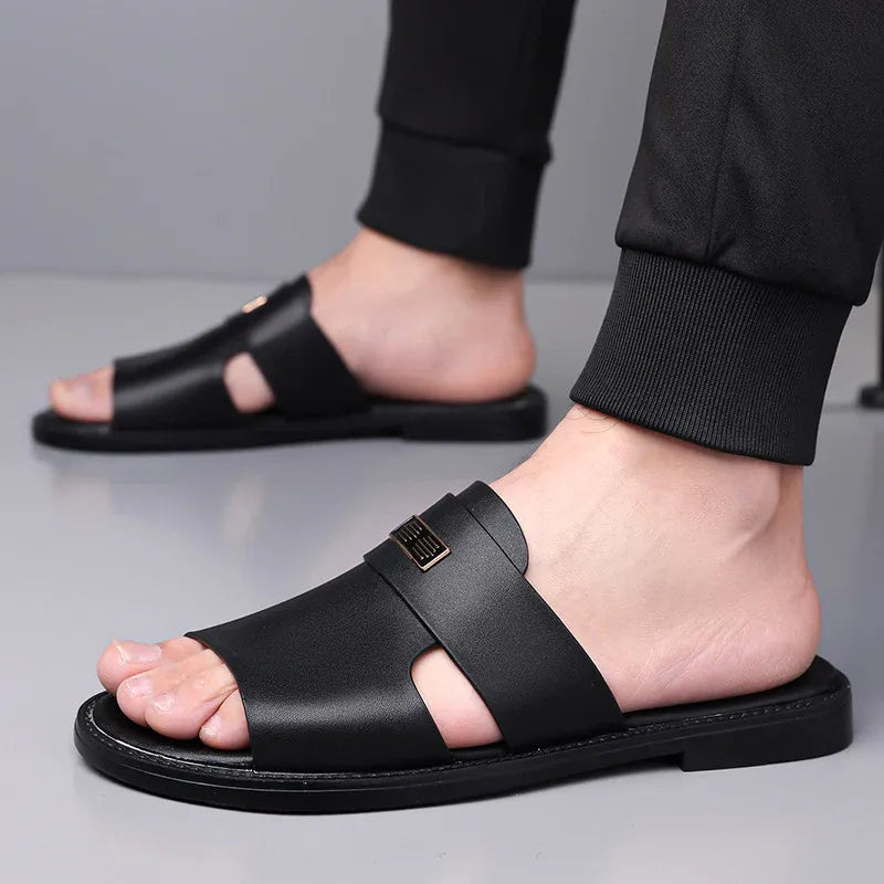 Men’s Cross-Strap Open-Toe Slide Sandals