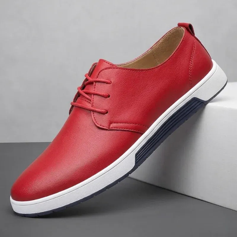 Men’s Casual Leather-Look Lace-Up Sneakers