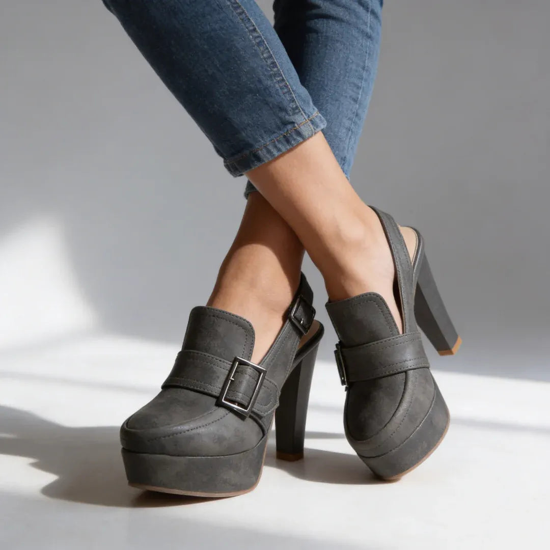 Women’s Buckle Slingback Platform Heels