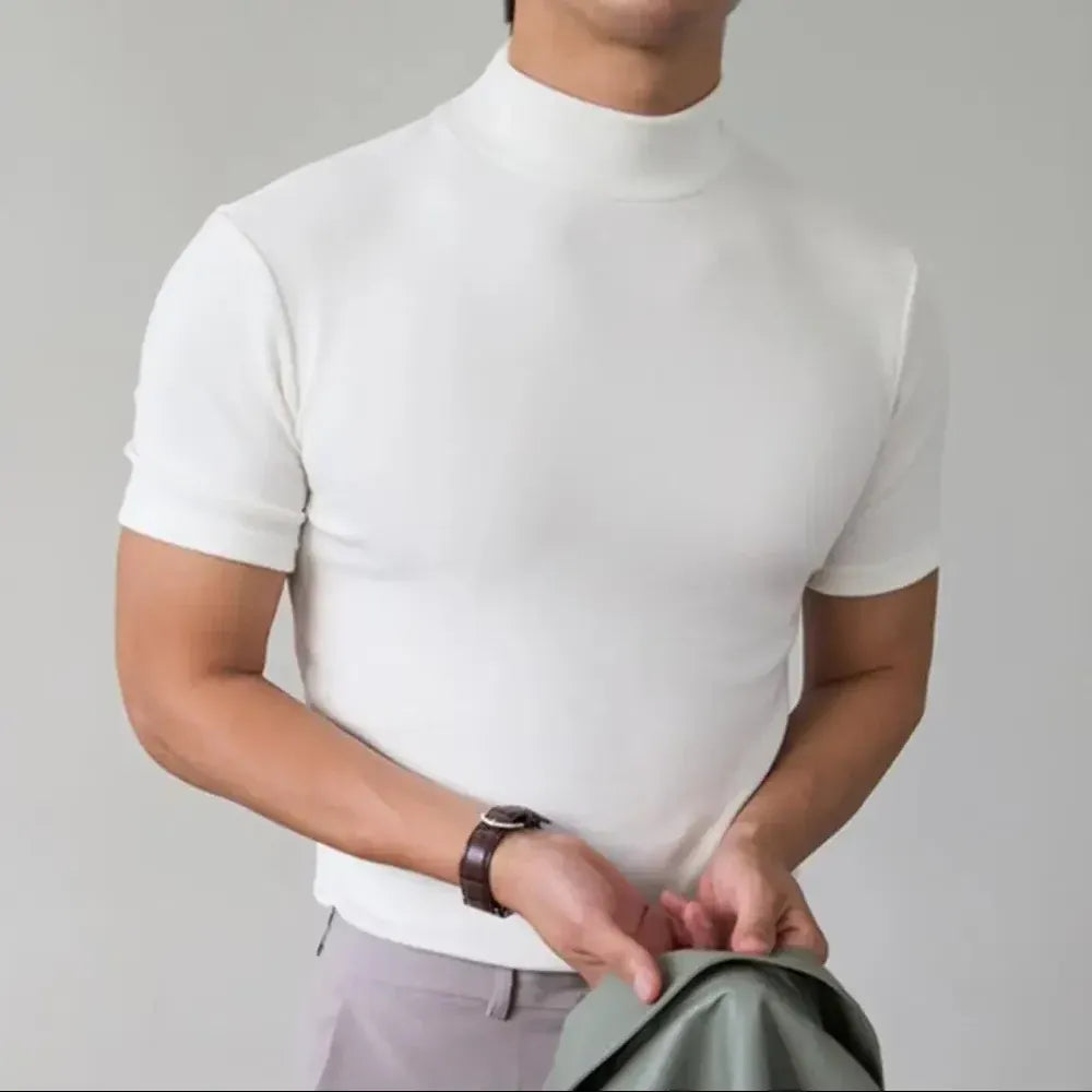Men’s Short-Sleeve Mock Neck Knit T-Shirt
