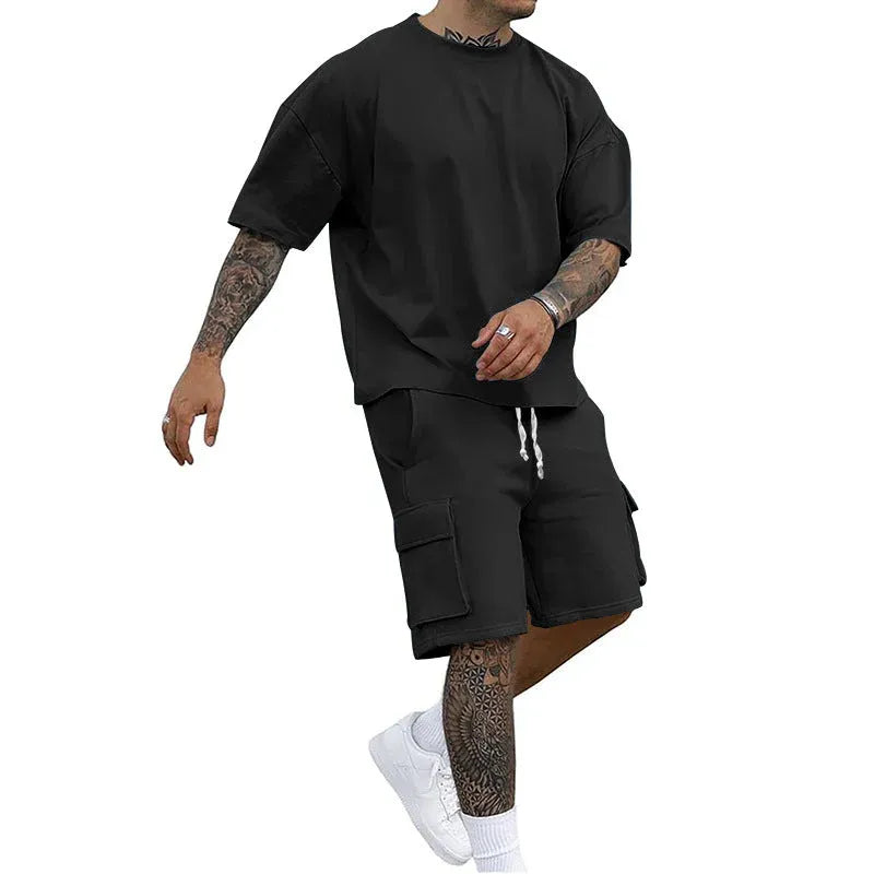 Men’s Relaxed Fit T-Shirt &amp; Cargo Shorts Set