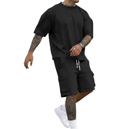 Men’s Relaxed Fit T-Shirt &amp; Cargo Shorts Set