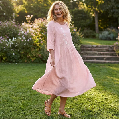 Women’s Embroidered Relaxed Fit Midi Dress