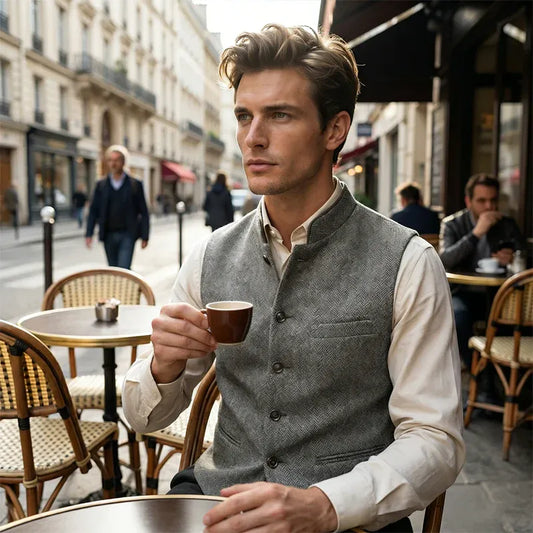Men’s Herringbone Stand Collar Vest