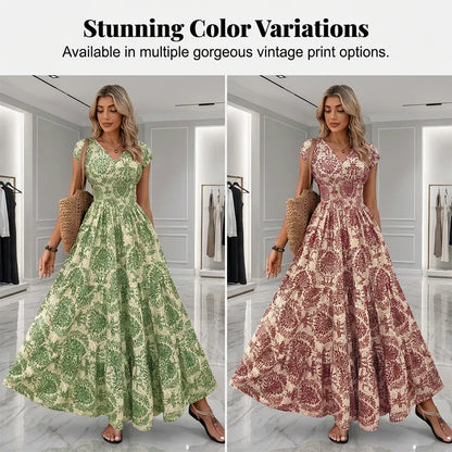 Women’s Floral Smocked Waist Maxi Dress