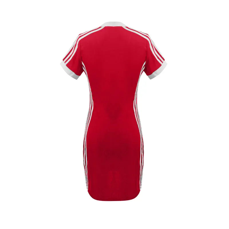 Sporty V-Neck Bodycon Mini Dress