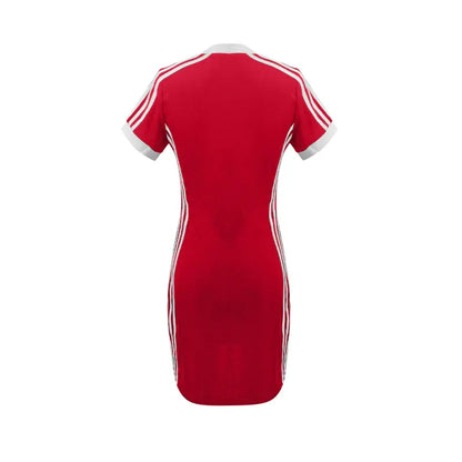 Sporty V-Neck Bodycon Mini Dress