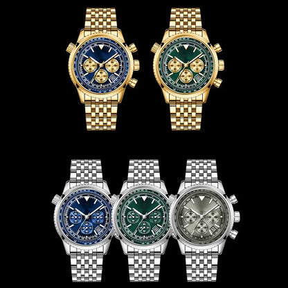 Men’s Chronograph-Style Stainless Steel Bracelet Watch