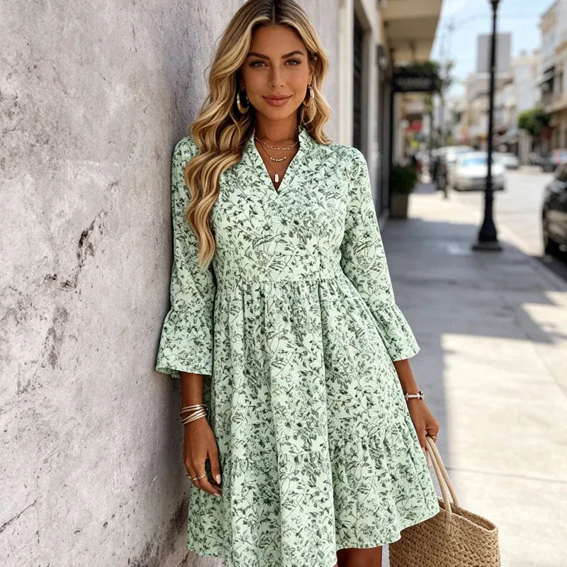 Women’s Floral V-Neck Flowy Mini Dress