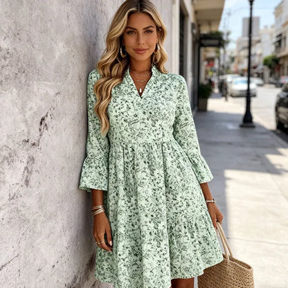 Women’s Floral V-Neck Flowy Mini Dress