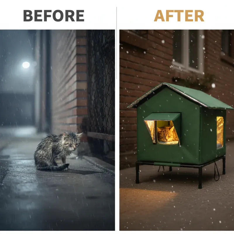 Elevated Weather-Resistant Outdoor Cat House