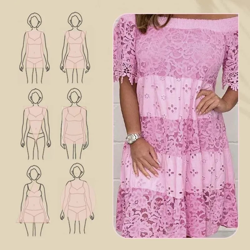 Women’s Off-Shoulder Lace Knee-Length Dress