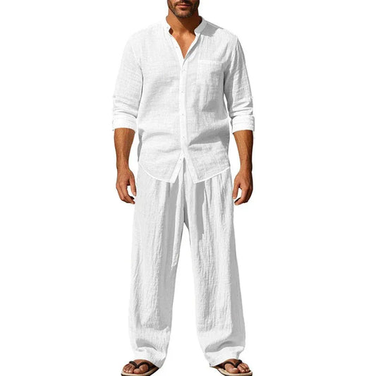 Men’s Linen-Look Shirt and Pants Set