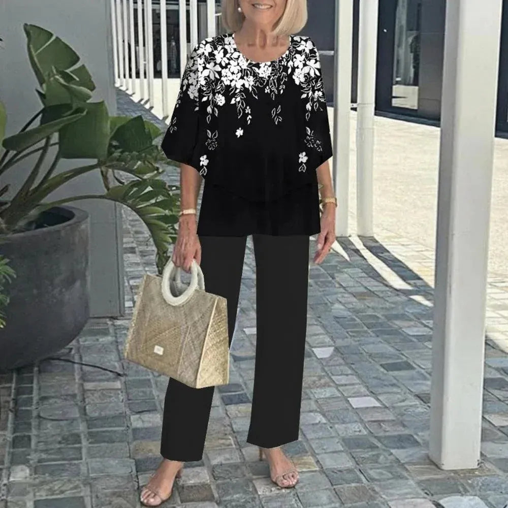 Women’s Relaxed Top and Printed Pants Set