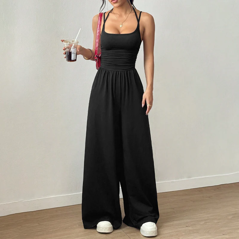 Women’s Casual Spaghetti Strap Wide-Leg Jumpsuit