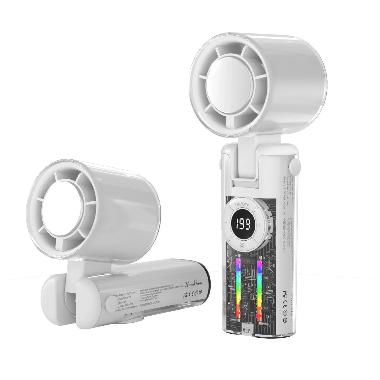 Portable Bladeless Handheld Fan with Digital Display