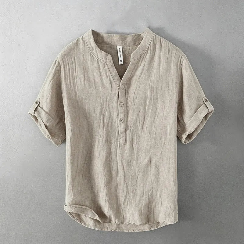 Men’s Rolled-Sleeve Henley Shirt