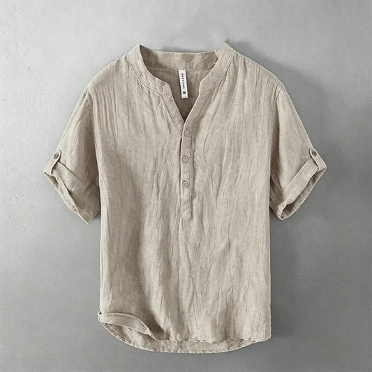 Men’s Rolled-Sleeve Henley Shirt