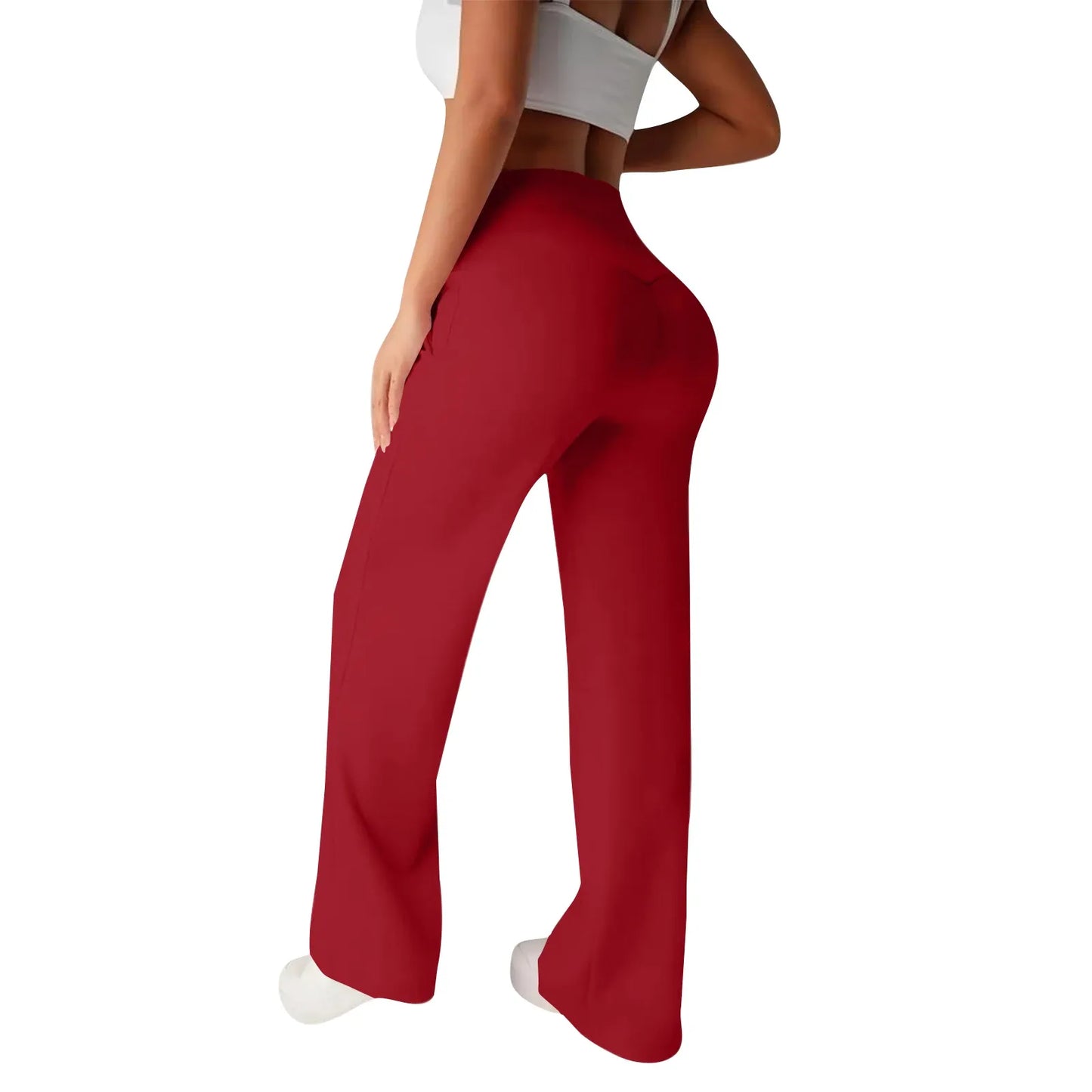 Women’s High-Waisted Wide-Leg Yoga Pants with Pockets