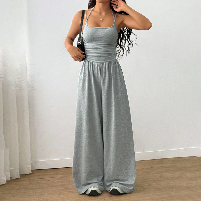 Women’s Casual Spaghetti Strap Wide-Leg Jumpsuit