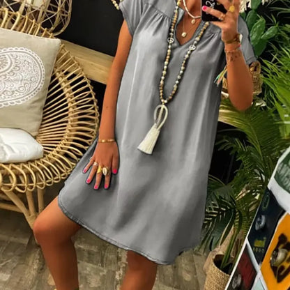 Women's Washed Denim Shift Dress