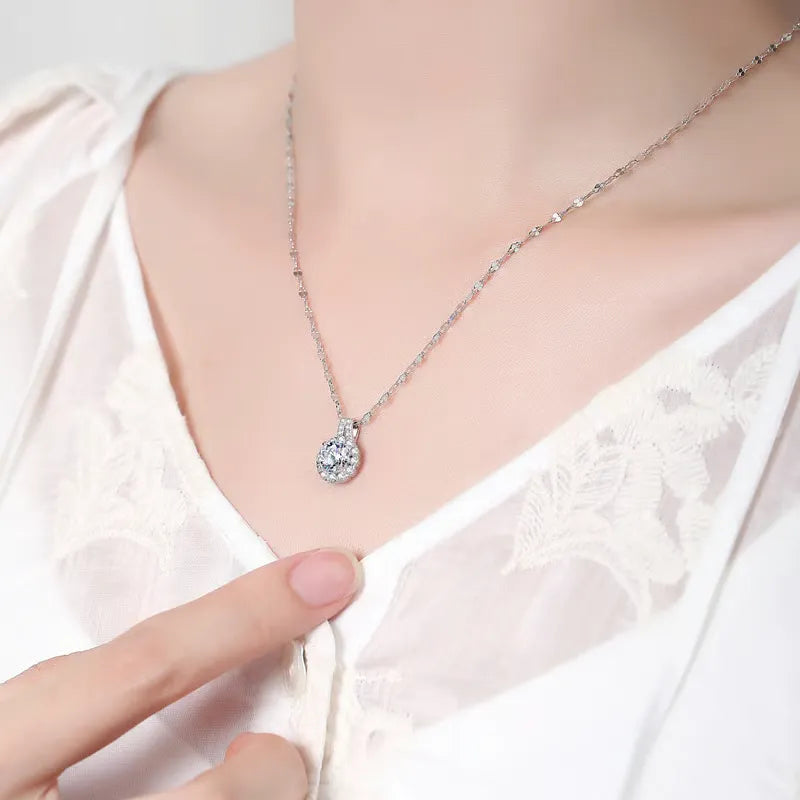 Women's Sunflower Halo Pendant Necklace
