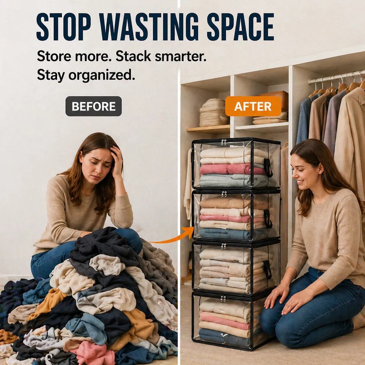 Clear Stackable Clothes Storage Organizer