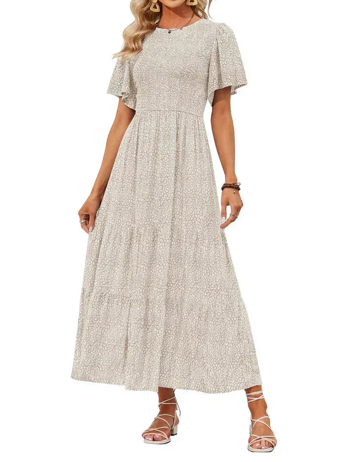 Women’s Floral Smocked High-Waist Maxi Dress