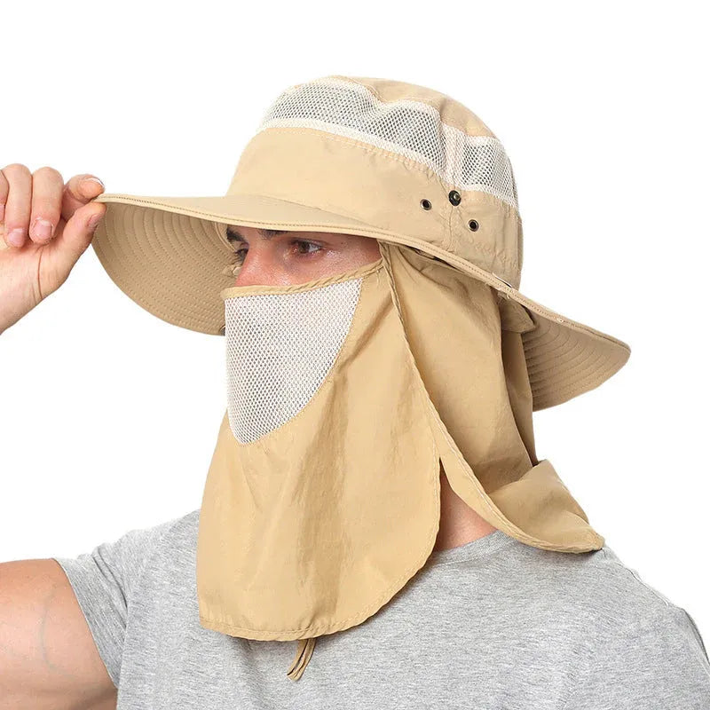 Adjustable Sun Protection Hat with Face Cover Flap