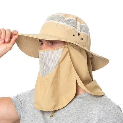 Adjustable Sun Protection Hat with Face Cover Flap