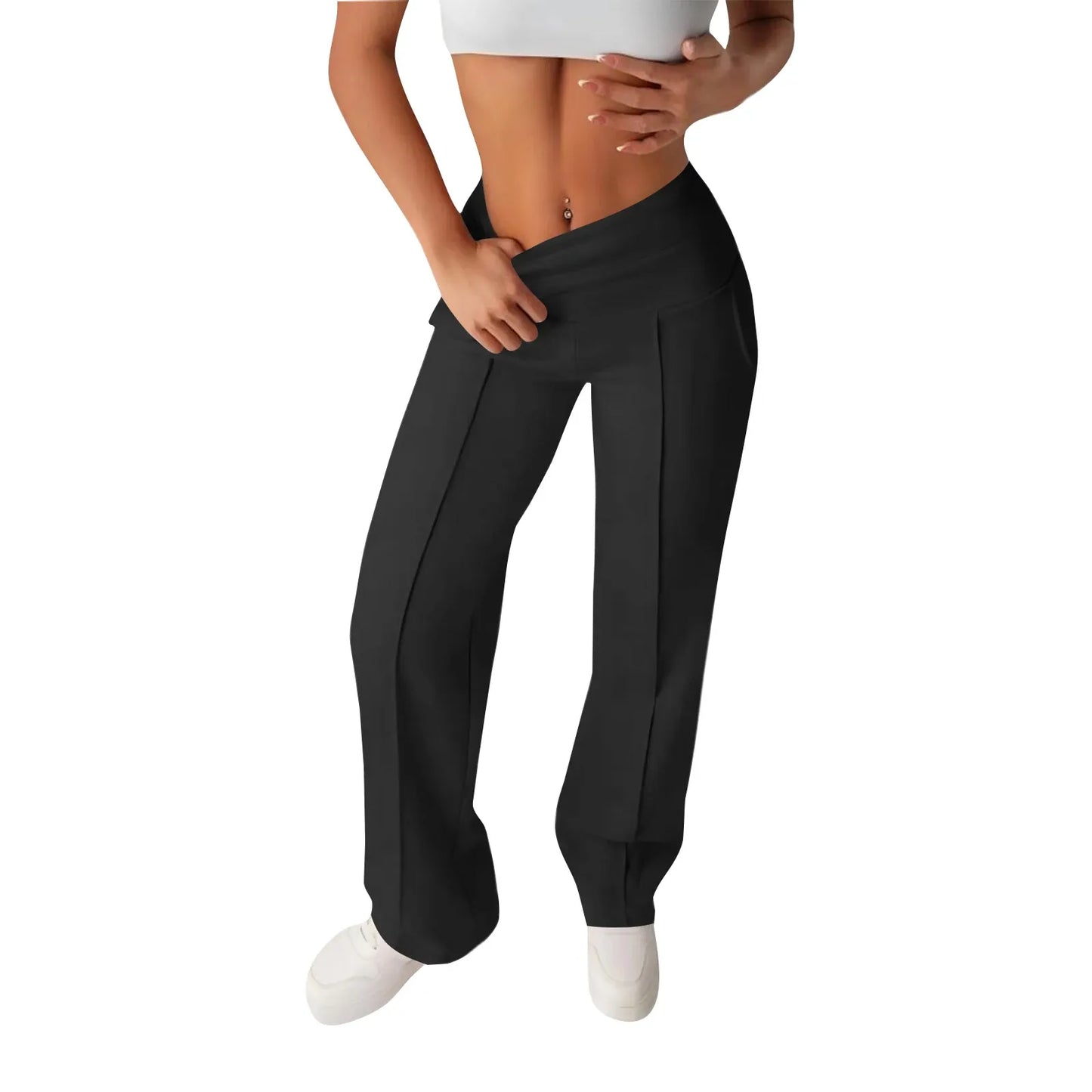 Women’s High-Waisted Wide-Leg Yoga Pants with Pockets