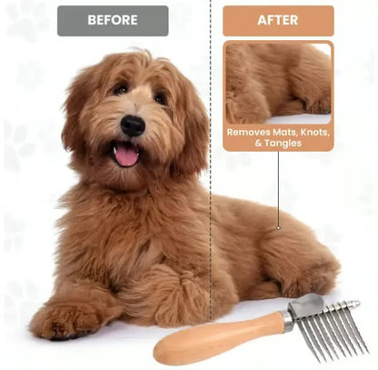 Dog Dematting Brush & Undercoat Rake for Tangles & Mats