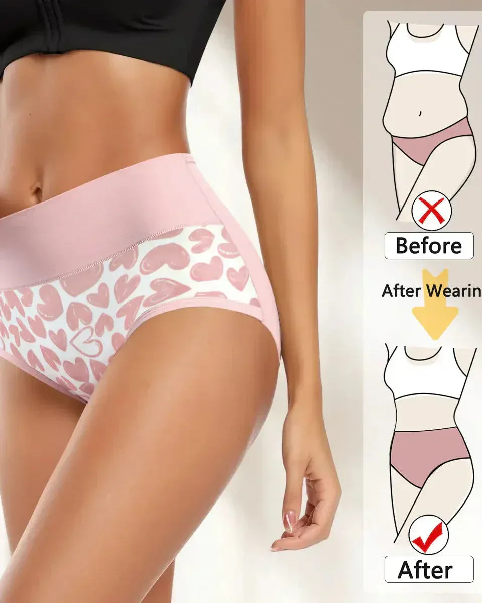 Women's Heart Print Stretch Briefs Set (6-Pack)