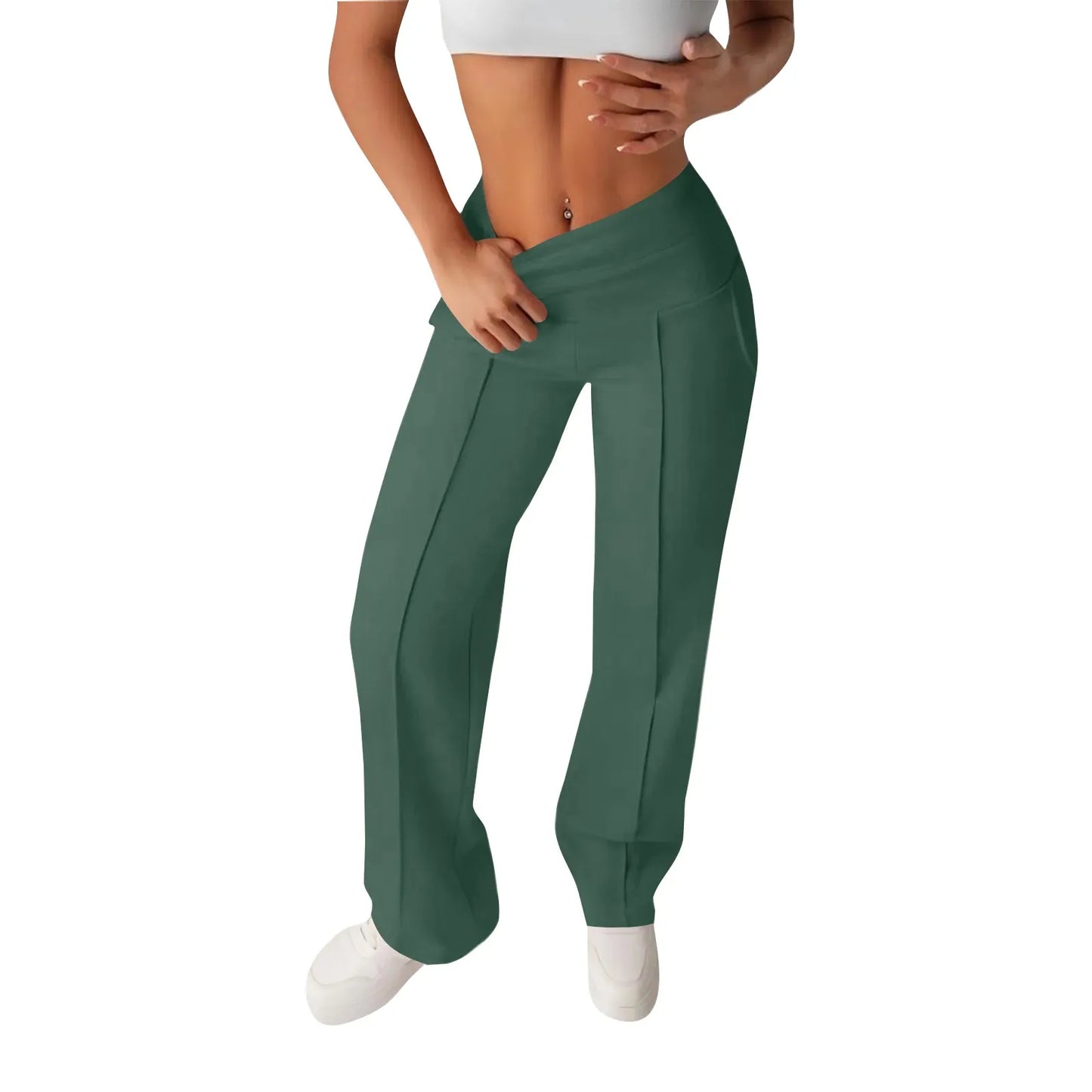 Women’s High-Waisted Wide-Leg Yoga Pants with Pockets
