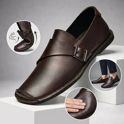 Men’s Leather-Look Buckle Loafers