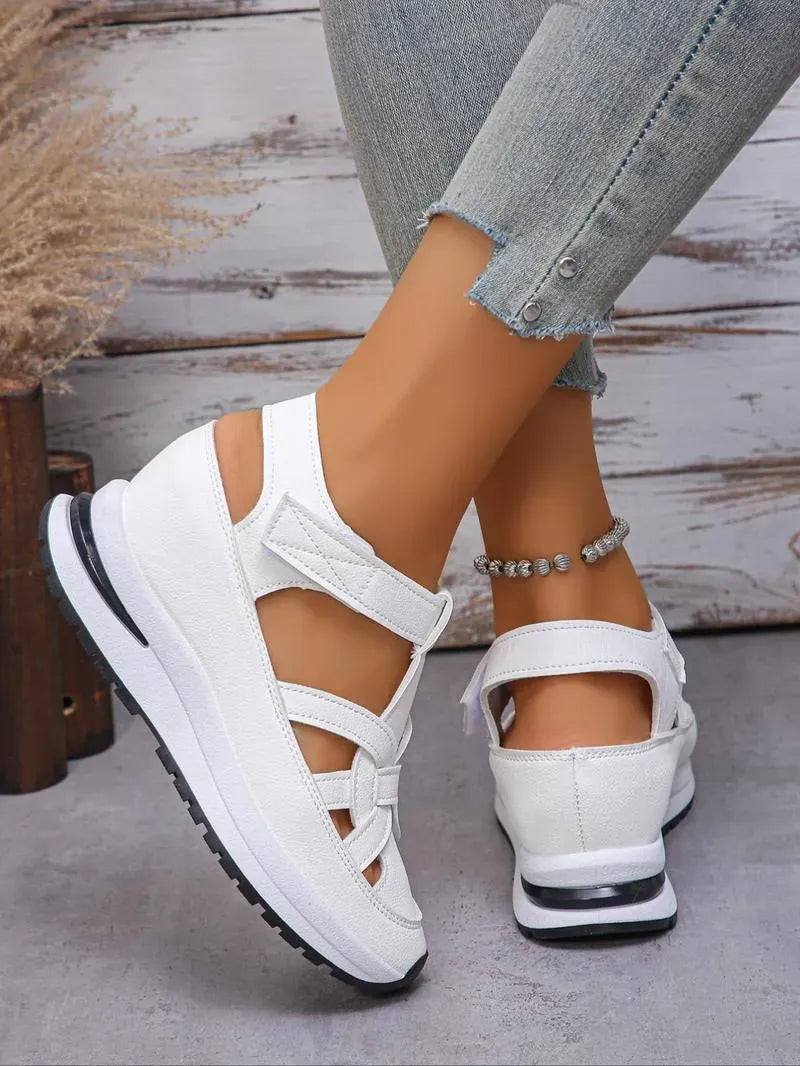 Women’s Cutout Hook-and-Loop Wedge Sneakers