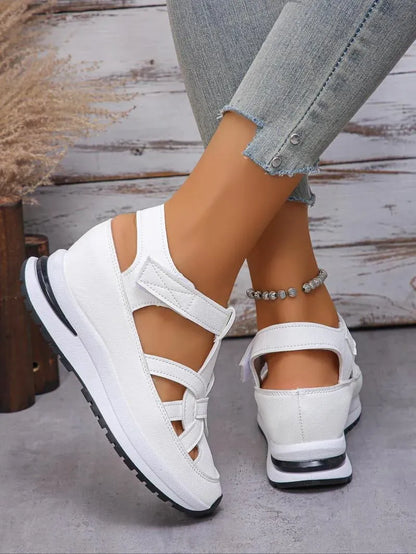 Women’s Cutout Hook-and-Loop Wedge Sneakers
