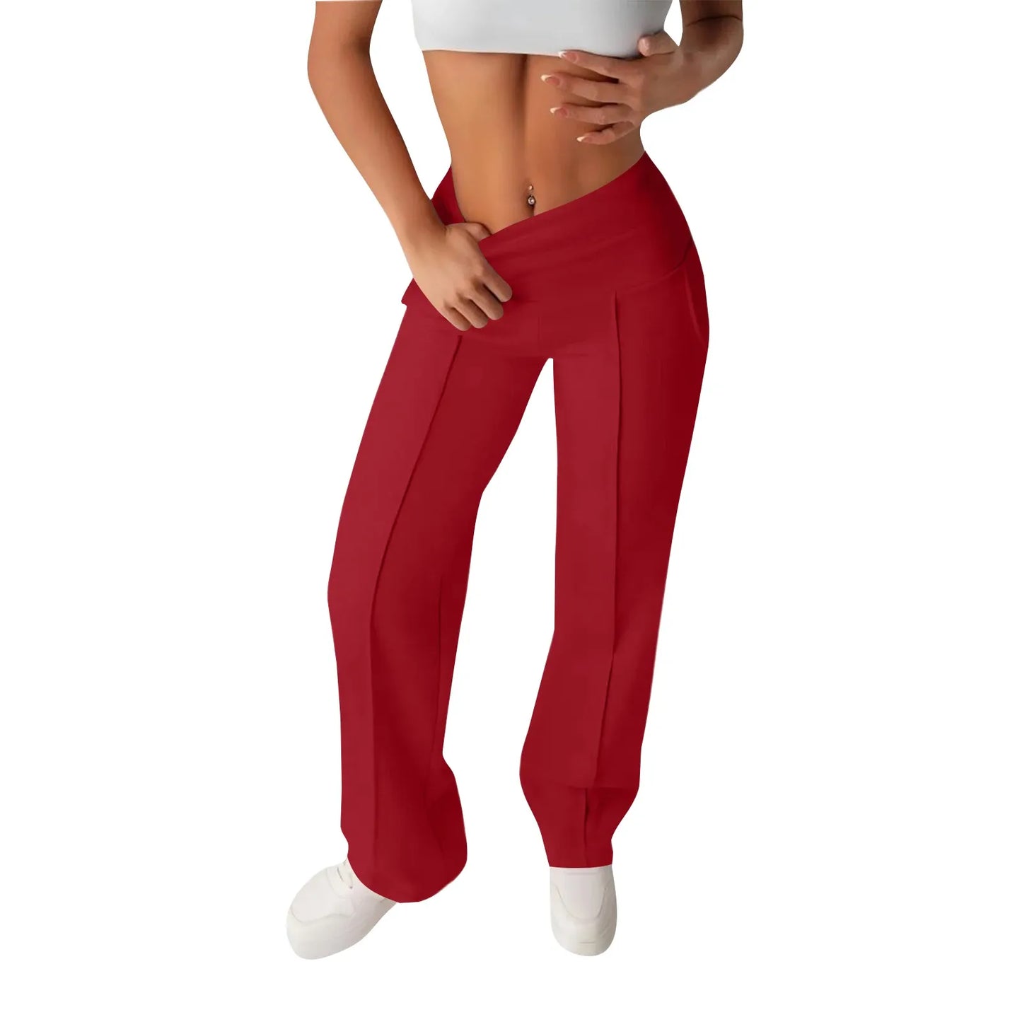Women’s High-Waisted Wide-Leg Yoga Pants with Pockets