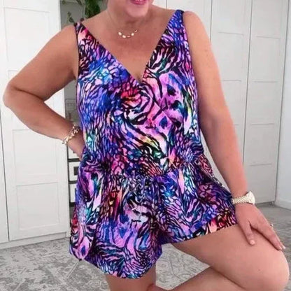 Women’s Printed V-Neck Sleeveless Romper