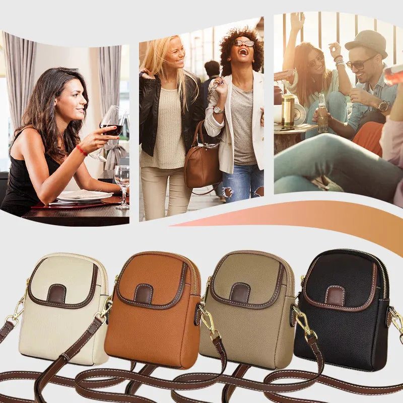 Women’s Leather-Look Double-Zip Crossbody Bag